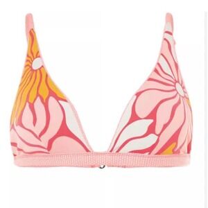 Maaji Reversible Triangle Bikini Top Pink Abstract Floral Women's M NWT MSRP $99